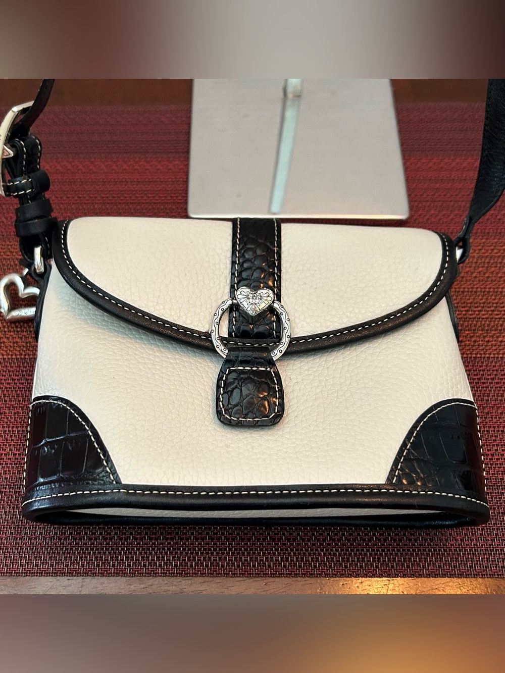 Brighton Black & White Leather Crossbody